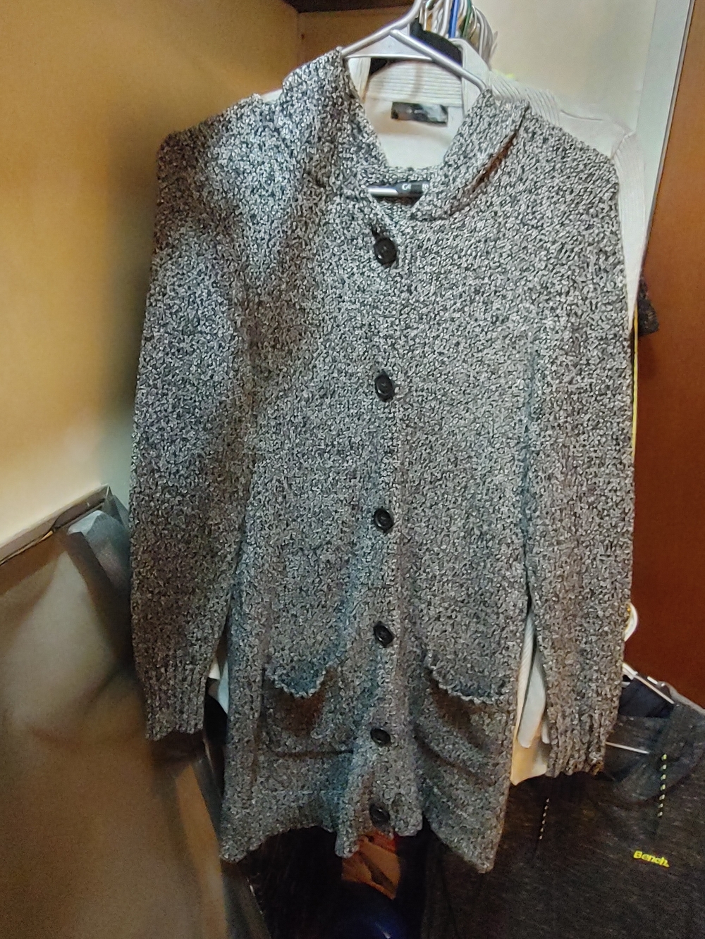 George Black & White Marled Button-Up Cardigan